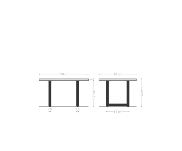 Jídelní stůl Edge 140x90 akácie přírodní nerezová ocel široká švýcarská hrana - Image 7