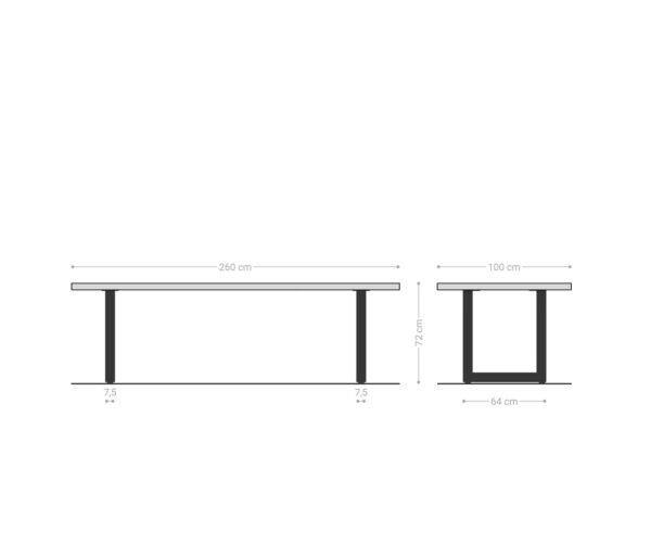 Jídelní stůl Edge 260x100 cm přírodní dub nerezová ocel široká live - Image 9