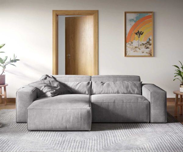 Rohová pohovka Sirpio XL 270x175 cm manšestr stříbrnošedá variabilní lenoška - Image 2