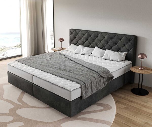 Boxspring postel Dream-Great mikrovlákno 200x200 cm s matrací a topperem - Image 4