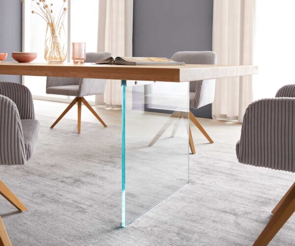 Jídelní stůl Edge 300x100 cm přírodní dub skleněná podnož - Image 5
