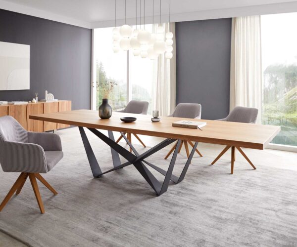 Jídelní stůl Edge 300x100 cm přírodní dub podnož plochá kov černá - Image 2