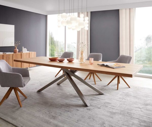 Jídelní stůl Edge 300x100 cm přírodní dub křížová podnož nerezová ocel - Image 2