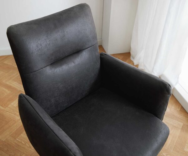 Jídelní židle Jova-Flex s područkami konzolová podnož plochá nerezová ocel mikrovlákno antracit vintage taštičkové pružiny - Image 4