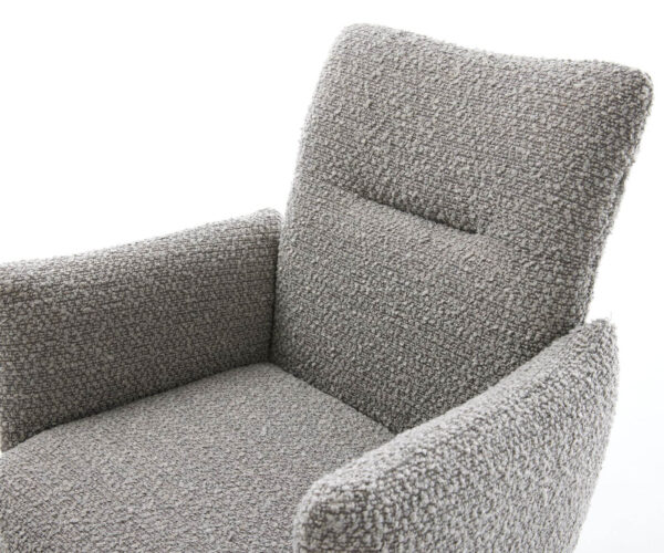 Jídelní židle Jova-Flex s područkami křížová podnož široká kov bouclé stříbrná šedá - Image 4