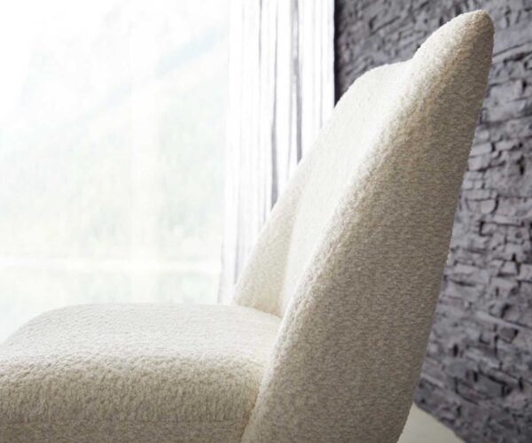 Otočná židle Elso-Flex široká křížová podnož nerezová ocel bouclé bílá 180° taštičkové pružiny - Image 4