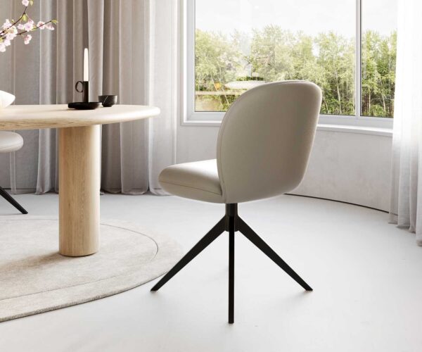 Otočná židle Nube-Flex křížová podnož široká kovová černá pravá kůže taupe 180° taštičkové pružiny - Image 3