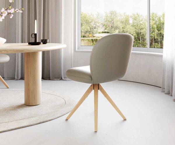 Otočná židle Nube-Flex dřevěná podnož hranatá přírodní kůže taupe 180° taštičkové pružiny - Image 3