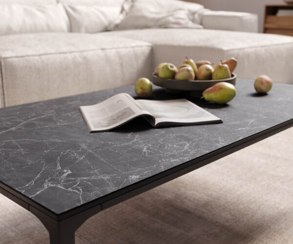 Konferenční stolek Levente 110x60 cm keramika Laminam®Nero Greco podnož kov černá - Image 6
