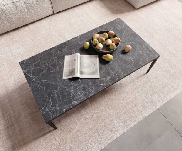 Konferenční stolek Levente 110x60 cm keramika Laminam®Nero Greco podnož kov černá - Image 5
