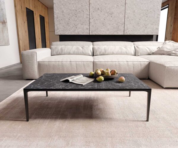 Konferenční stolek Levente 110x60 cm keramika Laminam®Nero Greco podnož kov černá - Image 2