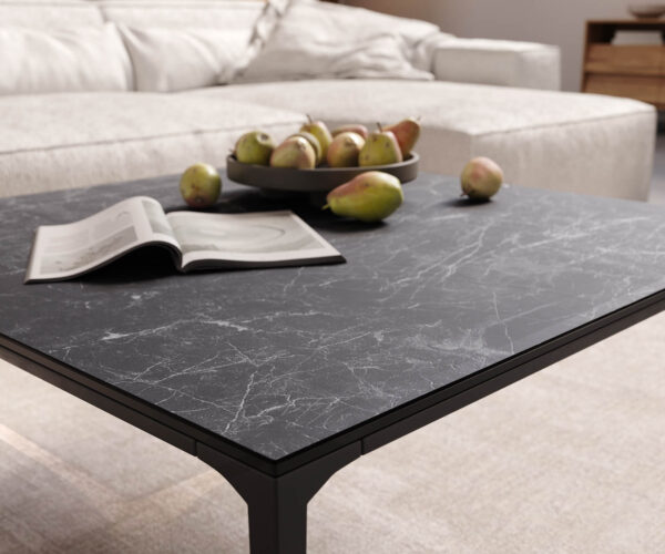 Konferenční stolek Levente 85x85 cm keramika Laminam®Nero Greco kov podnož černá - Image 6