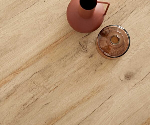 Konferenční stolek Ekrem 65x40 cm keramika křížová podnož Laminam® Sabbia v barvě dubu kulatá z nerezové oceli - Image 7