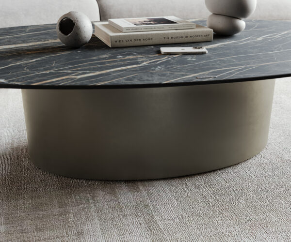 Konferenční stolek Casilda 150x90 cm keramika Laminam®Noir Desir hnědá středová podnož - Image 5