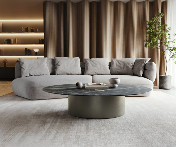 Konferenční stolek Casilda 150x90 cm keramika Laminam®Noir Desir hnědá středová podnož - Image 2