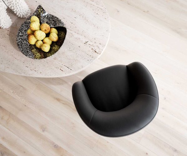 Otočná židle Vinka-Flex s područkami dřevěná podnož hranatá pravá kůže černá 180° taštičkové pružiny - Image 4