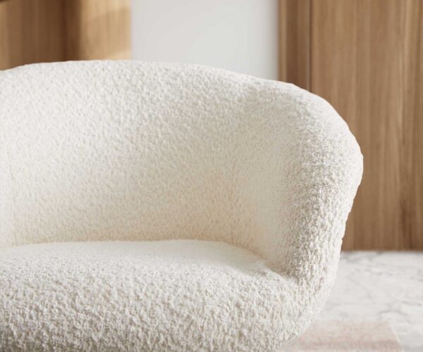 Otočná židle Vinka-Flex s područkami křížová podnož široká nerezová bouclé bílá 180° taštičkové pružiny - Image 5