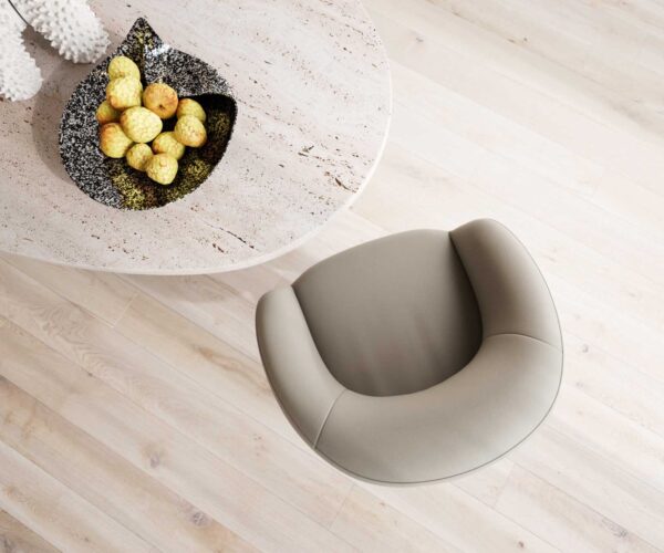 Otočná židle Vinka-Flex s područkami dřevěná podnož hranatá pravá kůže taupe 180° taštičkové pružiny - Image 4