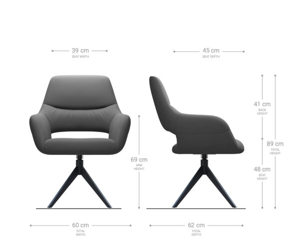 Otočná židle Yago-Flex XL s područkami křížová podnož široká nerezová ocel bouclé bílá - Image 8