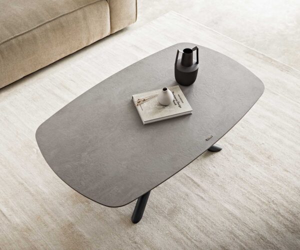 Konferenční stolek Sarita 120x70 cm keramika aspetto concreto beton-barevná kov podnož černá - Image 5