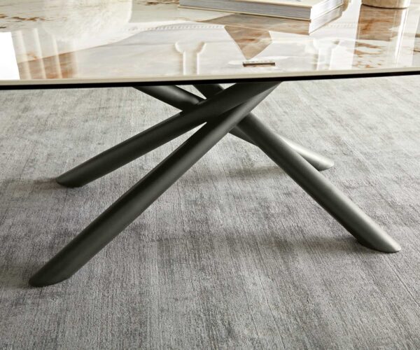 Konferenční stolek Sarita 120x70 cm keramika minas melange bílo-béžová kovová podnož efektní povrchová úprava titanová - Image 6