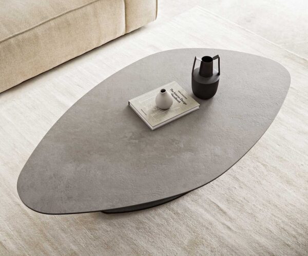 Konferenční stolek Vibana 140x80 cm keramika aspetto concreto beton-barevná kov podnož černá - Image 5
