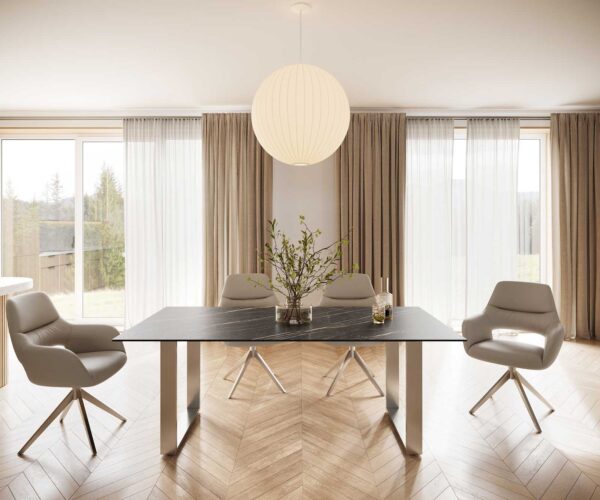 Jídelní stůl Edge 200x100 cm keramika Laminam® Noir Desir hnědá úzká podnož nerezová ocel - Image 2