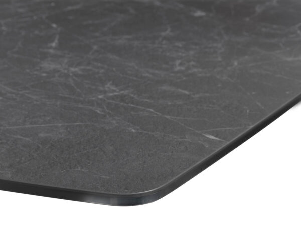 Jídelní stůl Edge 200x100 cm keramika zaoblená Laminam® Nero Greco šedá široká podnož nerezová ocel - Image 5