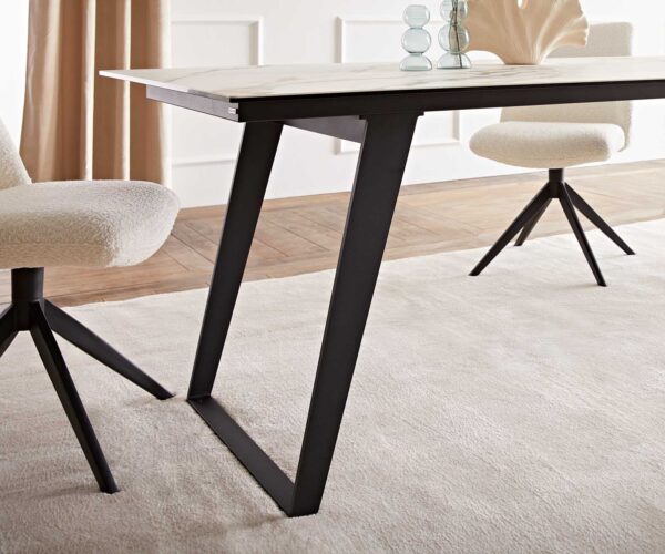 Jídelní stůl Edge 200x100 keramika Calacatta Luxe bílo-zlato-šedá kovová zkosená černá - Image 7