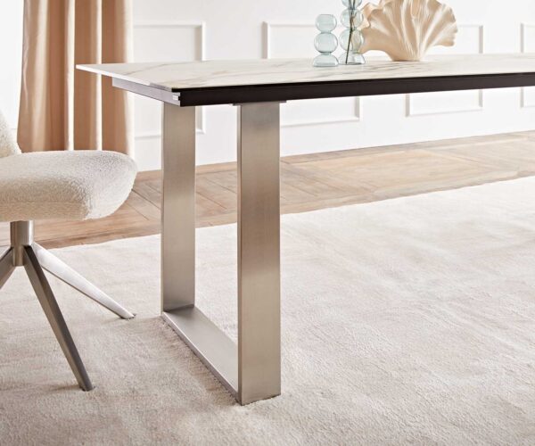 Jídelní stůl Edge 200x100 keramika Calacatta Luxe bílo-zlato-šedá nerezová úzká - Image 7