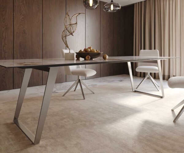 Jídelní stůl Edge 300x100 keramika minas melange bílo-béžová nerezová ocel hranatá - Image 7