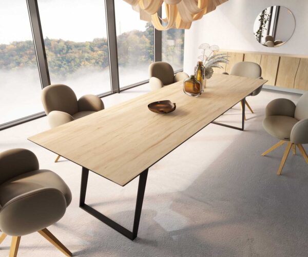 Jídelní stůl Edge 300x100 keramika Laminam® Sabbia kovová zkosená černá - Image 4