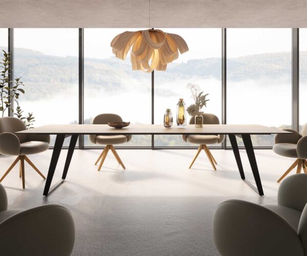 Jídelní stůl Edge 300x100 keramika Laminam® Sabbia kovová zkosená černá - Image 2