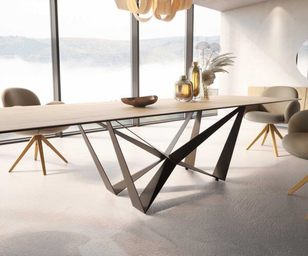 Jídelní stůl Edge 300x100 keramika Laminam® Sabbia křížová plochá ocel černá - Image 5