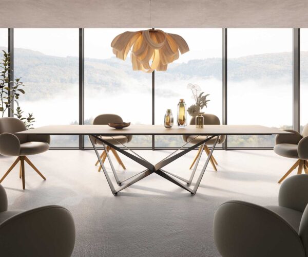 Jídelní stůl Edge 300x100 keramika Laminam® Sabbia křížová plochá ocel černá - Image 2