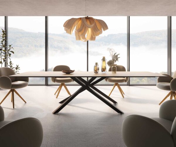 Jídelní stůl Edge 300x100 keramika Laminam® Sabbia křížová podnož hranatá černá - Image 2