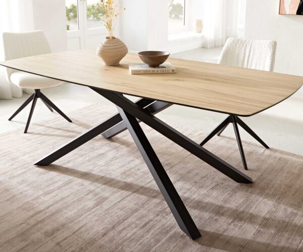 Jídelní stůl Edge oválný 200x100 keramika Laminam® Sabbia křížová podnož hranatá černá - Image 6