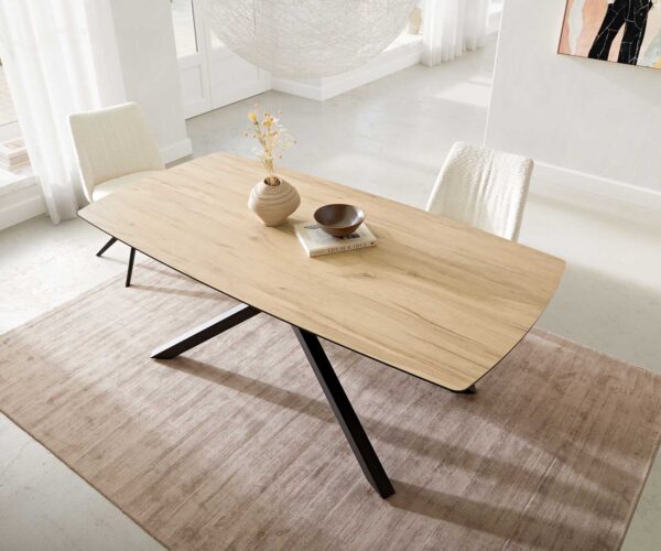 Jídelní stůl Edge oválný 200x100 keramika Laminam® Sabbia křížová podnož hranatá černá - Image 5