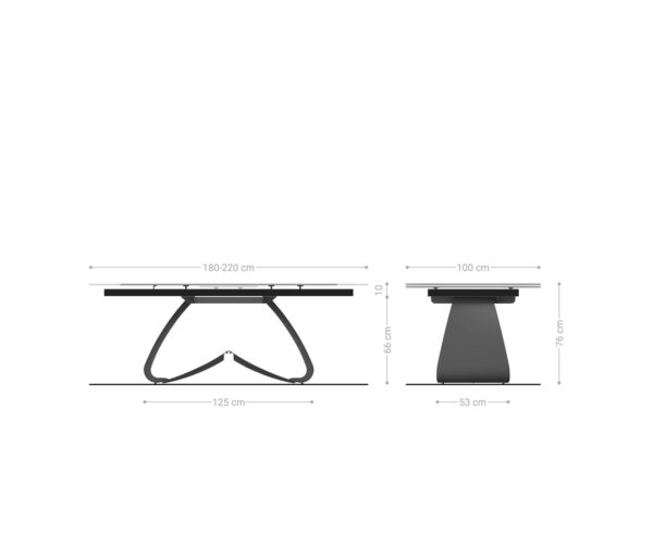 Jídelní stůl Edge 180-220x100 keramika Calacatta Luxe bílá-zlatošedá podnož ve tvaru "W" černá rozkládací - Image 9