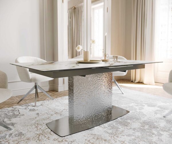 Jídelní stůl Edge 180-220x100 keramika Calacatta Luxe bílo-zlato-šedá z nerezové oceli rozkládací - Image 7