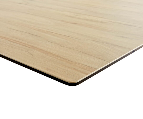 Jídelní stůl Edge 180-220x100 keramika Laminam® Sabbia podnož ve tvaru "V" plochá ocel černá rozkládací - Image 5