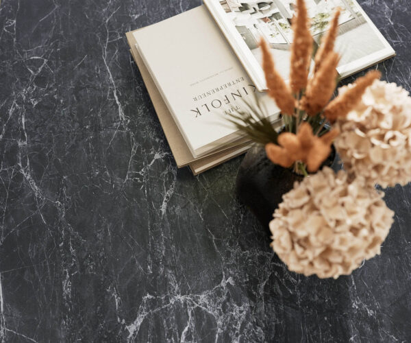 Jídelní stůl Edge 200-300x100 keramika Laminam®Nero Greco antracitová křížová podnož hranatá nerezová rozkládací - Image 7