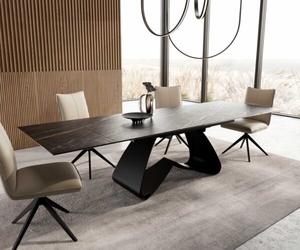 Jídelní stůl Edge 200-300x100 keramika Laminam®Noir Desir hnědá podnož ve tvaru "W" černá rozkládací - Image 7