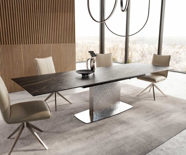 Jídelní stůl Edge 200-300x100 keramika Laminam®Noir Desir hnědá z nerezové oceli rozkládací - Image 7