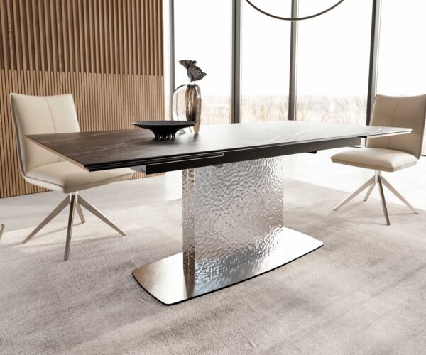 Jídelní stůl Edge 200-300x100 keramika Laminam®Noir Desir hnědá z nerezové oceli rozkládací - Image 6