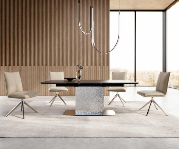 Jídelní stůl Edge 200-300x100 keramika Laminam®Noir Desir hnědá z nerezové oceli rozkládací - Image 5