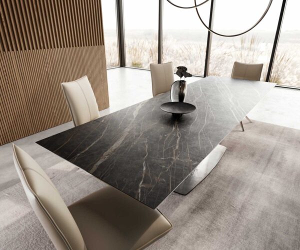 Jídelní stůl Edge 200-300x100 keramika Laminam®Noir Desir hnědá z nerezové oceli rozkládací - Image 4