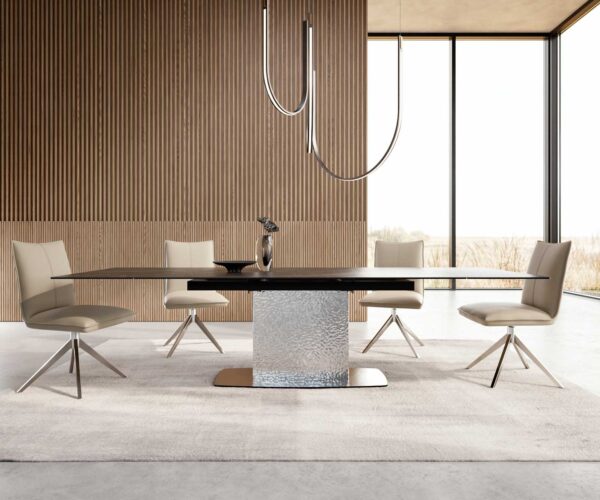 Jídelní stůl Edge 200-300x100 keramika Laminam®Noir Desir hnědá z nerezové oceli rozkládací - Image 2