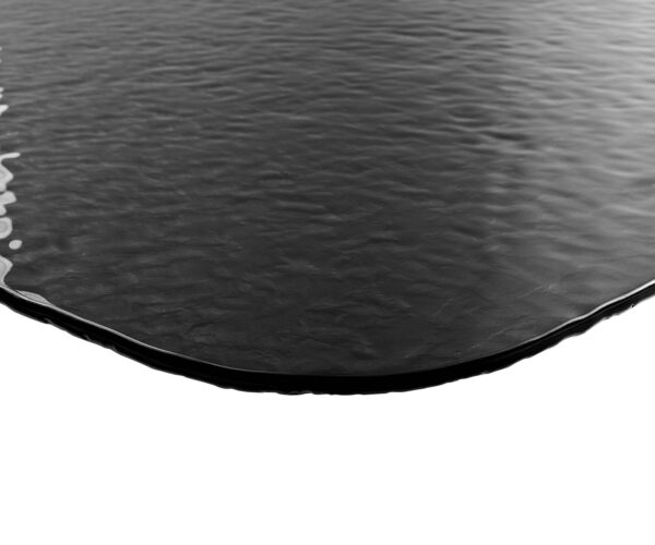 Jídelní stůl Edge oválný 240x120 kouřové černé reliéfní sklo 3D design křížová podnož plochá černá - Image 5