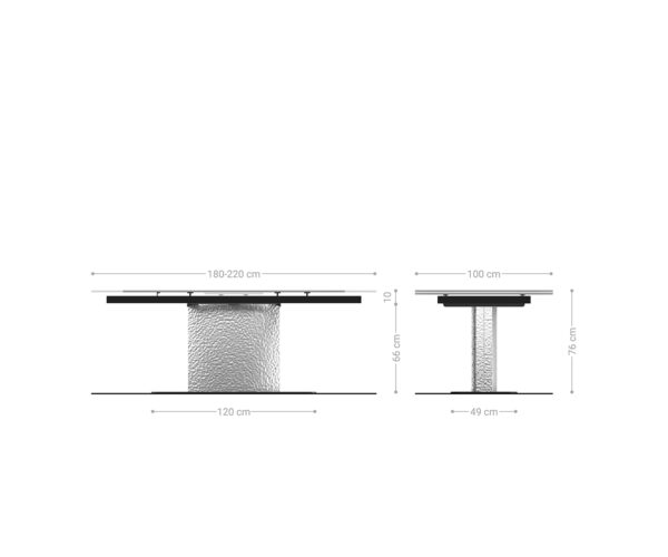 Jídelní stůl Edge 180-220x100 keramika Laminam®Nero Greco antracitová podnož Wave nerezová ocel rozkládací - Image 7